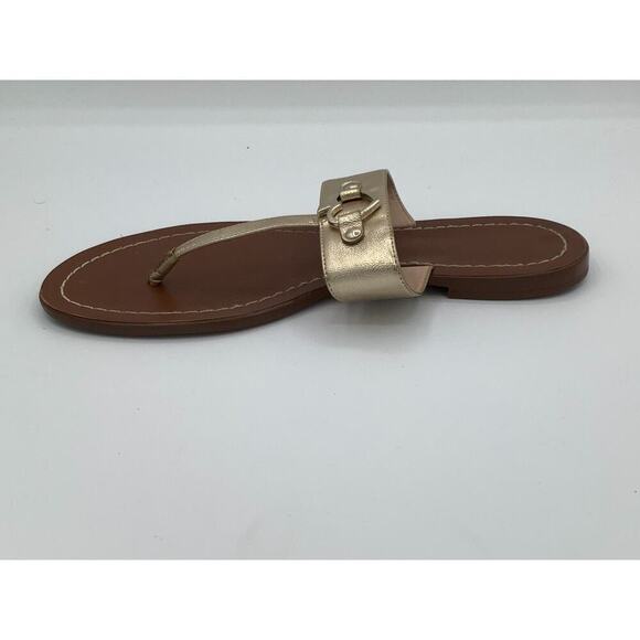 Kate Spade Size 9 Gold Sandals Spade Buckle VGUC - Picture 7 of 8